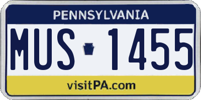 PA license plate MUS1455
