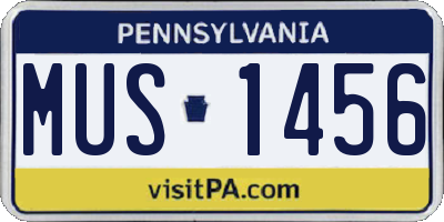 PA license plate MUS1456