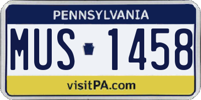 PA license plate MUS1458