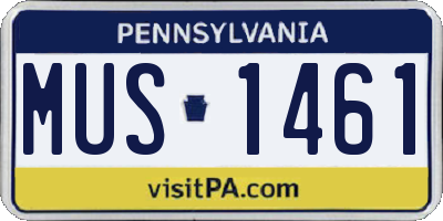 PA license plate MUS1461