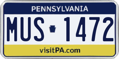 PA license plate MUS1472