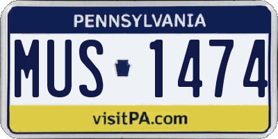 PA license plate MUS1474