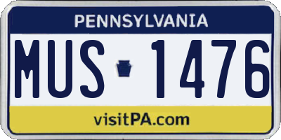 PA license plate MUS1476