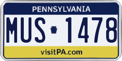 PA license plate MUS1478