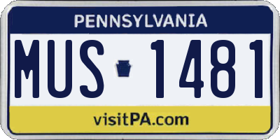 PA license plate MUS1481