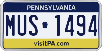 PA license plate MUS1494