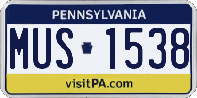 PA license plate MUS1538