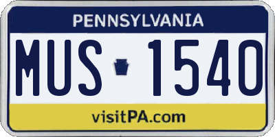 PA license plate MUS1540