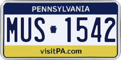 PA license plate MUS1542