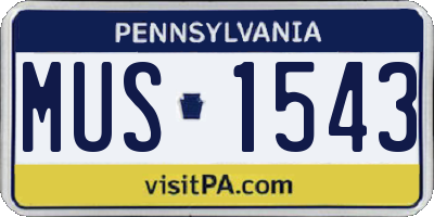 PA license plate MUS1543