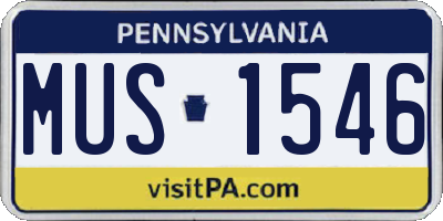 PA license plate MUS1546