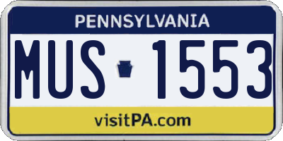 PA license plate MUS1553