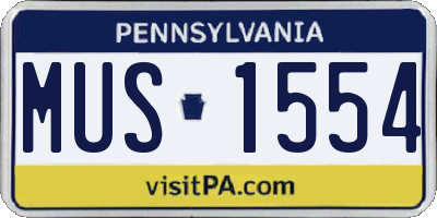 PA license plate MUS1554