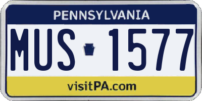 PA license plate MUS1577