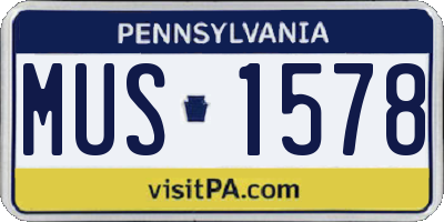 PA license plate MUS1578