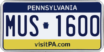 PA license plate MUS1600