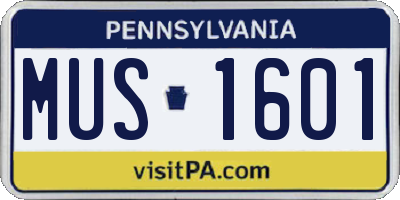 PA license plate MUS1601