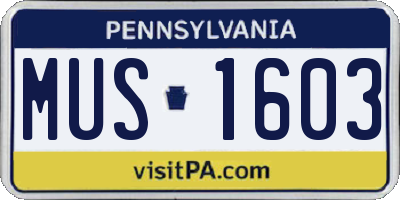 PA license plate MUS1603
