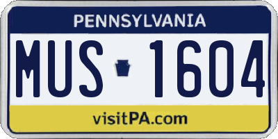 PA license plate MUS1604