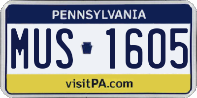 PA license plate MUS1605