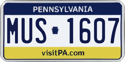 PA license plate MUS1607