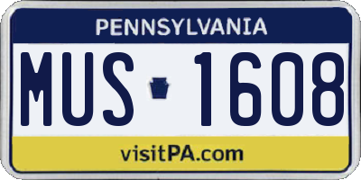 PA license plate MUS1608