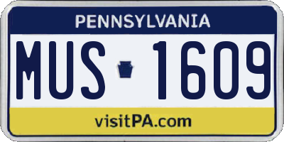 PA license plate MUS1609