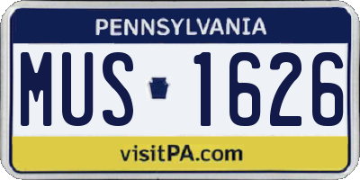 PA license plate MUS1626