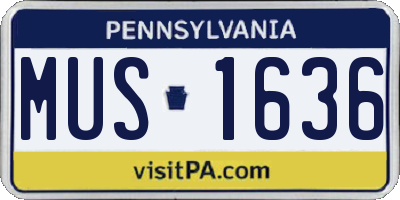 PA license plate MUS1636