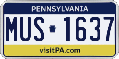 PA license plate MUS1637