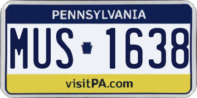 PA license plate MUS1638