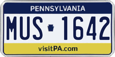 PA license plate MUS1642
