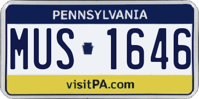 PA license plate MUS1646