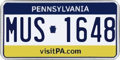 PA license plate MUS1648