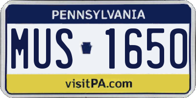 PA license plate MUS1650