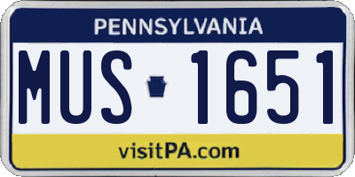 PA license plate MUS1651