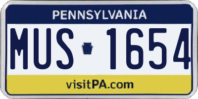PA license plate MUS1654