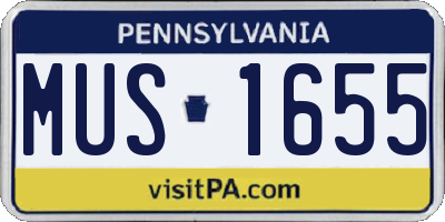 PA license plate MUS1655