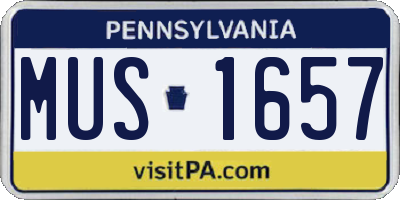 PA license plate MUS1657