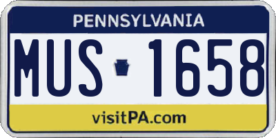 PA license plate MUS1658