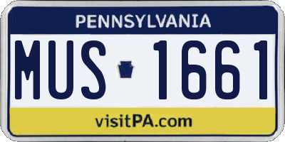 PA license plate MUS1661