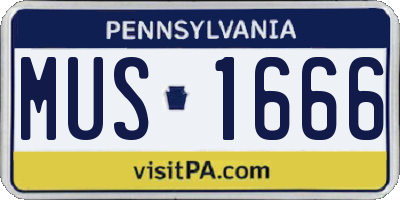 PA license plate MUS1666