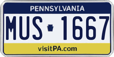 PA license plate MUS1667