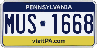 PA license plate MUS1668
