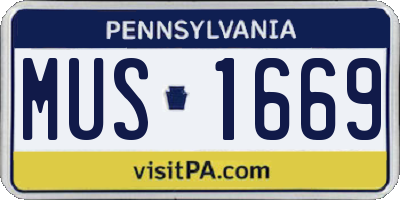 PA license plate MUS1669