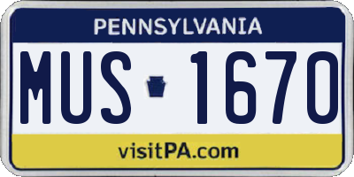 PA license plate MUS1670