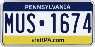 PA license plate MUS1674