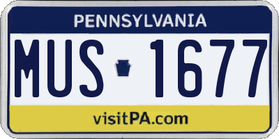 PA license plate MUS1677