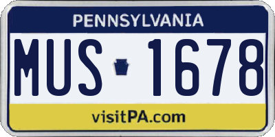 PA license plate MUS1678