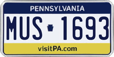PA license plate MUS1693